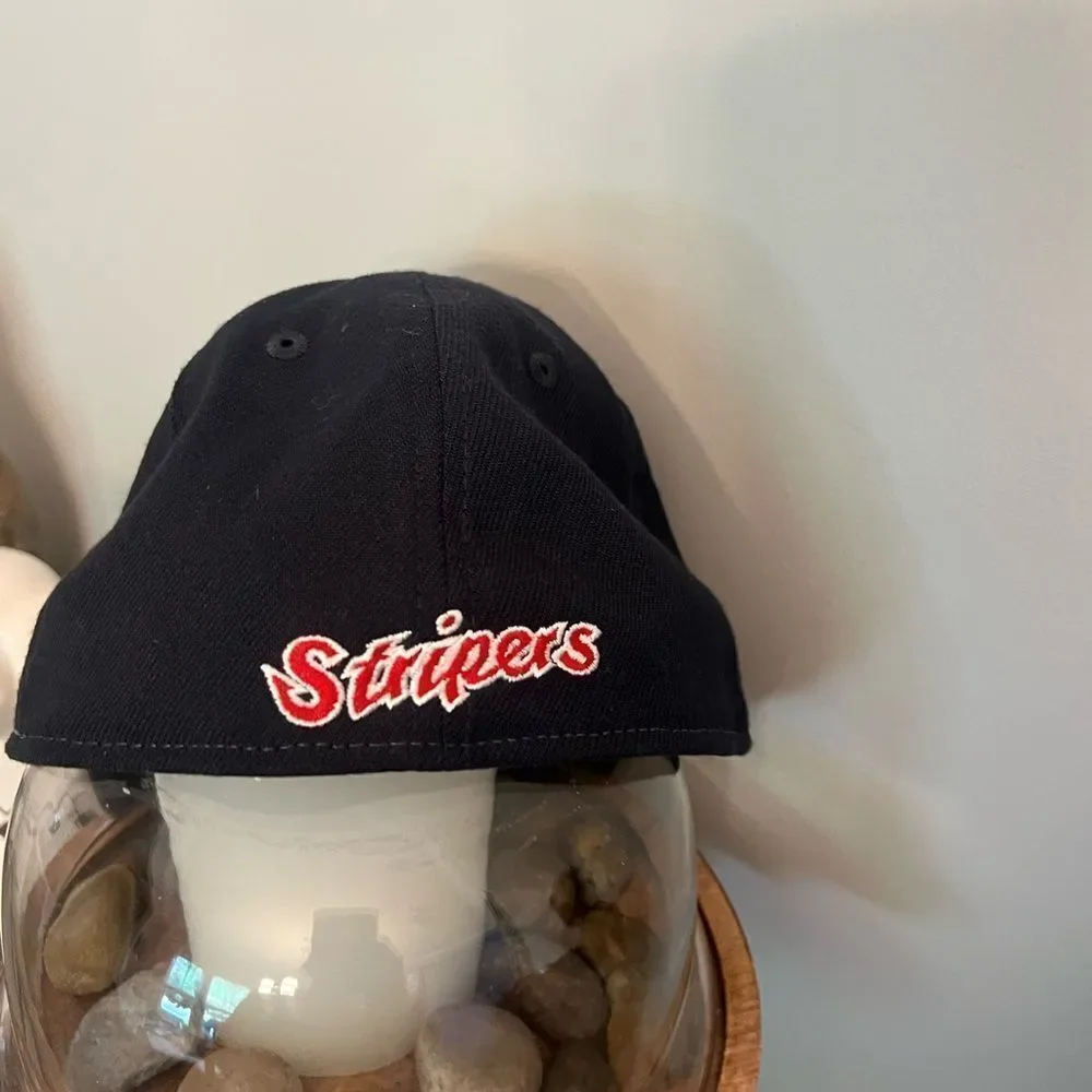 Stripers red white and blue embroidered New Era Black fitted Cap with White Logo